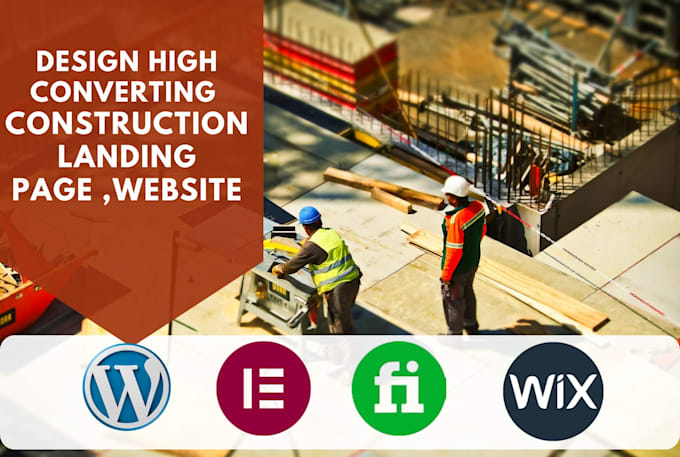 design construction, real estate, plumbing landing page or construction website