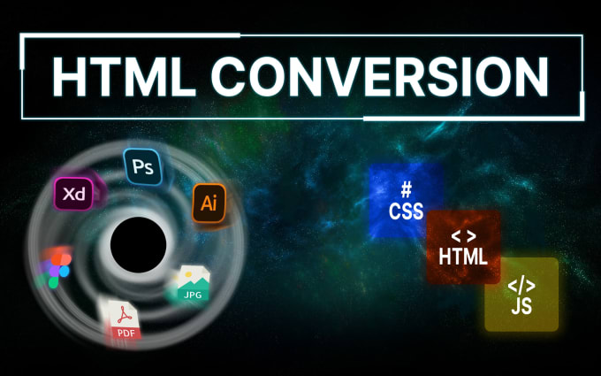 Convert any image to html, design to responsive html css javascript ...