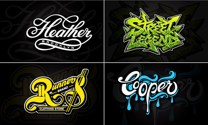 do typography, graffiti, lettering, and text logo design