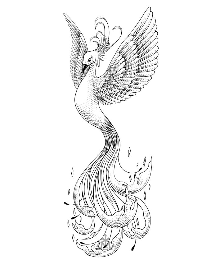 create simple line art in engraving style for badge, tattoo