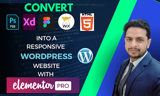 convert psd, xd, figma, wix into elementor wordpress website