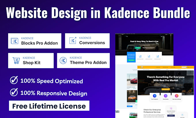 design website in kadence theme and blocks