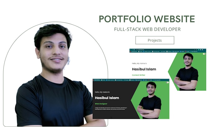 Create a personal portfolio website with a dark theme by ...