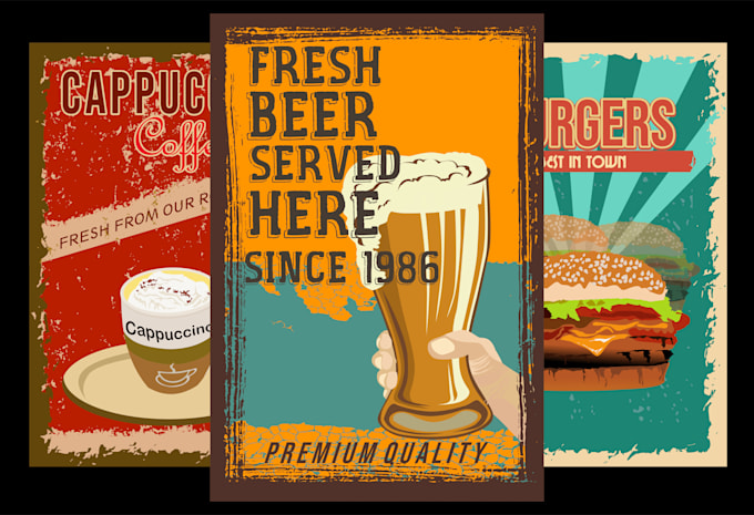 create unique retro,vintage flyer or poster