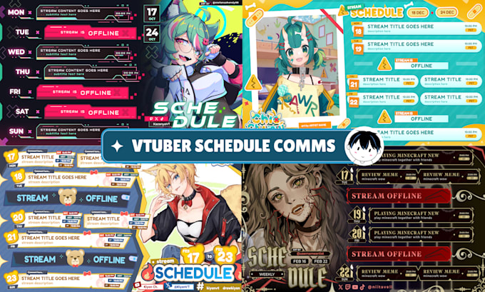 design a cute elegant futuristic vtuber stream schedule