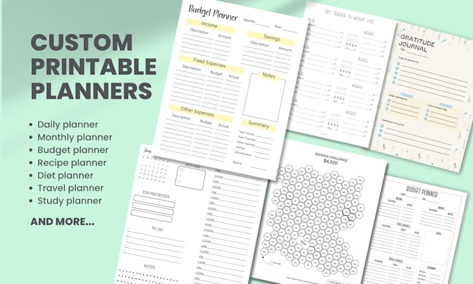 design custom digital planners and printable planner in canva