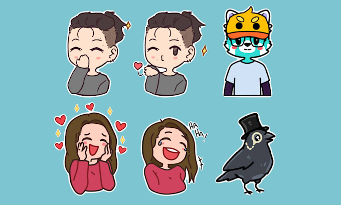 draw cute custom emotes for twitch, discord or youtube