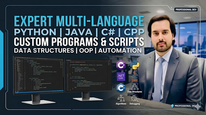 do python, java, c sharp, and cpp programming projects and scripts