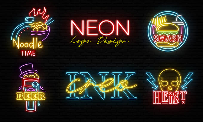 design 3d neon logo, sign and text with animated GIF