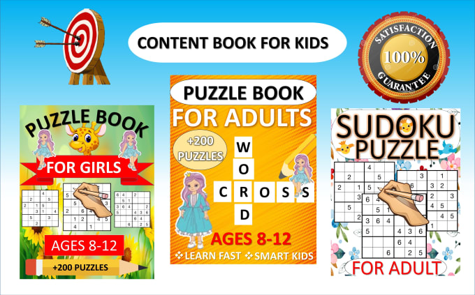 Create wordsearch mazes sudoku crossword puzzle book for kdp by Aanbar1
