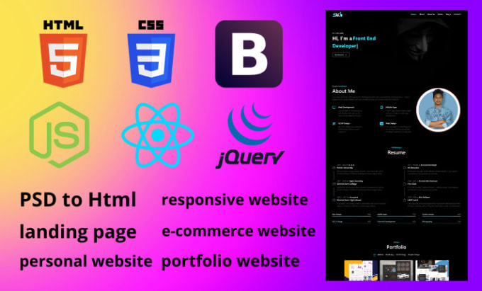 Do html css js jquery responsive website design by Developer1sakib | Fiverr