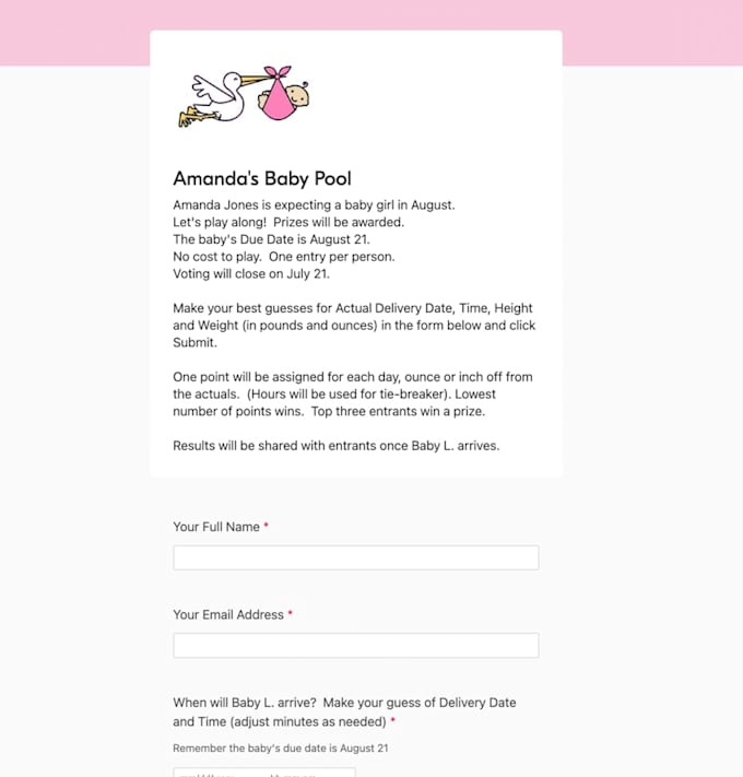 Create a custom baby pool guessing game template by Saladmonday Fiverr