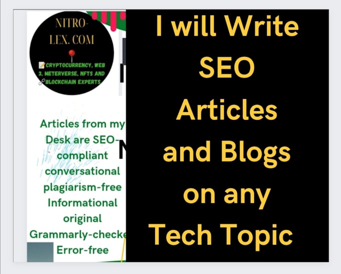 write SEO blogs and articles, guest posts, and onsite blogs on any topic