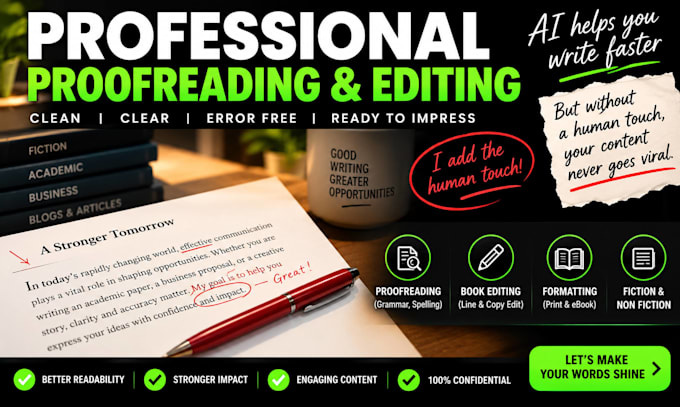 professionally edit, proof read, format your book ebook