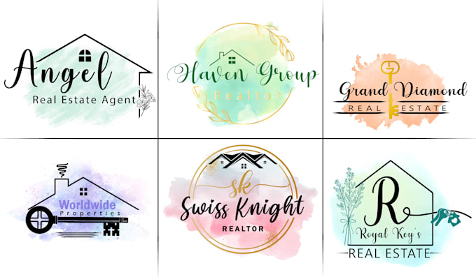 design unique real estate, feminine logo branding