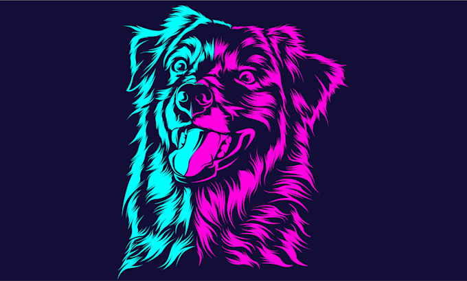 draw your pet into an neon style potrait