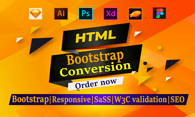 convert  psd to html, xd to html, sketch to html responsive bootstrap 5