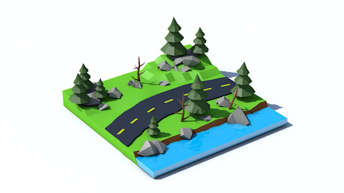 create a low poly scene or environment