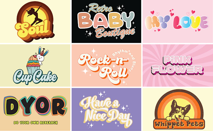 design 3d 70s 90s retro vintage typography for t shirt and logo