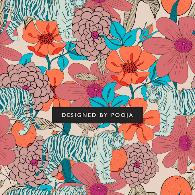 create some floral and animal print design for textile print