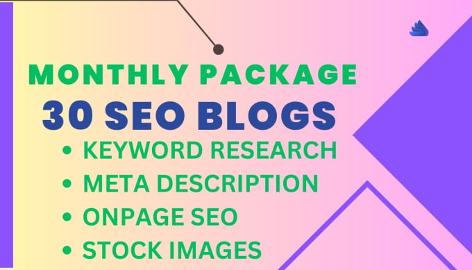 write and publish 30 SEO articles and blog posts monthly with stock images