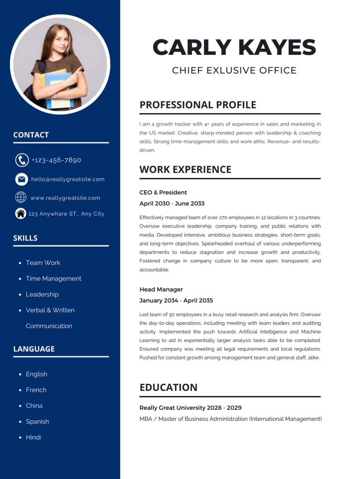 Design perfect resume or cv by Htdesigns9991 Fiverr