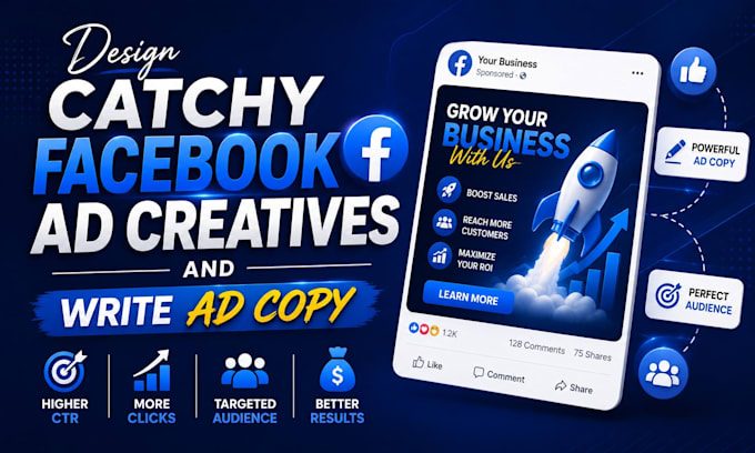 design catchy facebook ad creatives and write ad copy