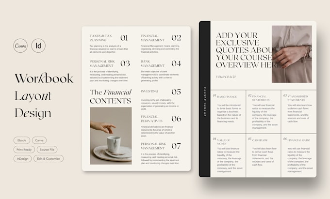 design your aesthetic workbook, ebook, slide deck layout
