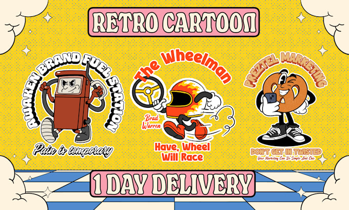 do draw a vintage retro cartoon 30s character mascot logo