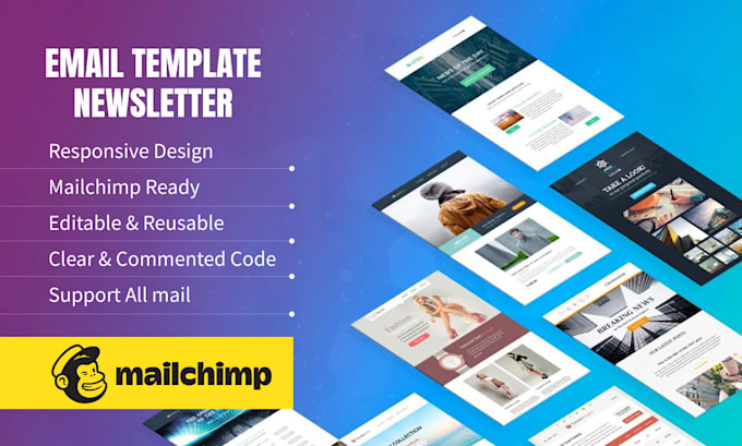 design responsive mailchimp email template, newslatter, landing page