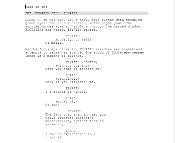 write a screenplay of any length