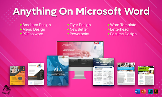 design brochure, flyer, newsletter, report, proposal, menu word and ppt template