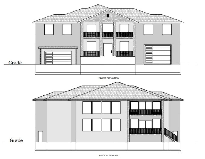 Do architectural drawings, 2d floor plans, elevations, and sections in
