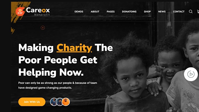 non profit, charity, 501c3, ngo, nonprofit, donation website on wix wordpress