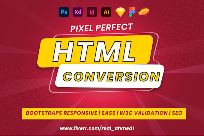 convert figma to HTML, psd to HTML, xd to HTML, sketch to HTML CSS responsive