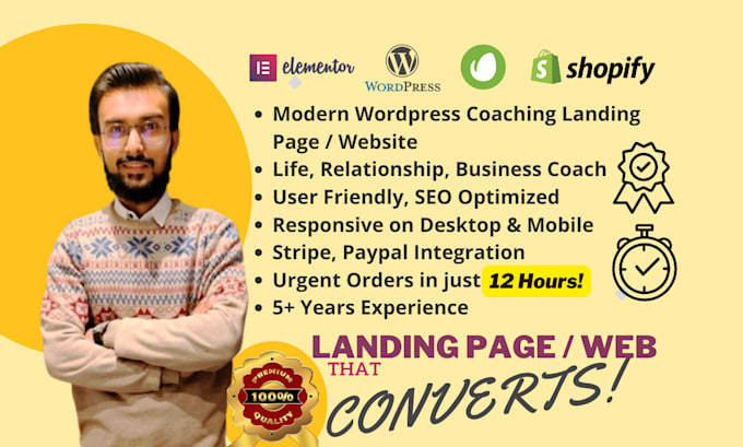 build life coaching or consulting or speaker premium cheap website on elementor
