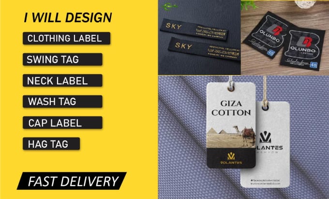 Design cap label, neck label, hang tag, hoodie tag, shirt tag or label ...
