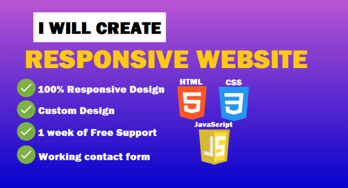 Make you a responsive website using html, css, javascript, bootstrap ...