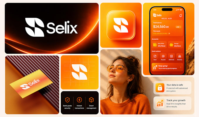 design business logo, branding kit brand identity and brandbook