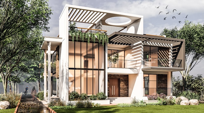 do exterior design, 3d modeling with realistic rendering
