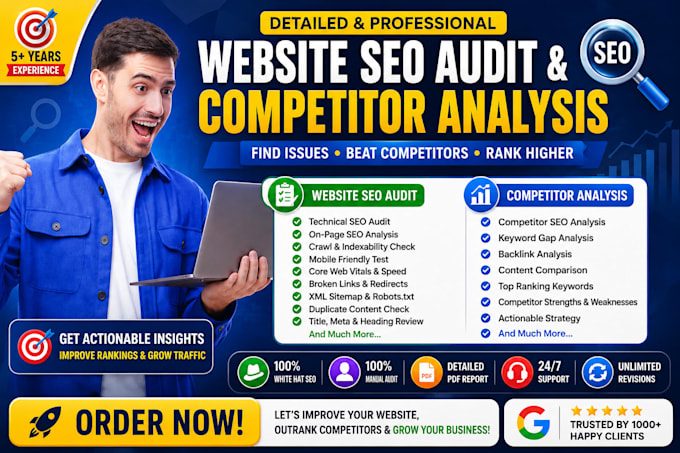 provide detailed website seo audit report with competitor site analysis