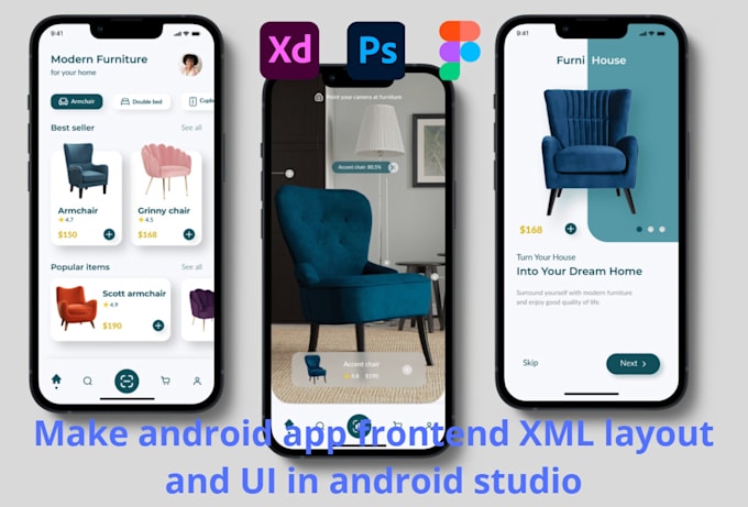 Design android app xml layouts frontend and ui in android studio by ...
