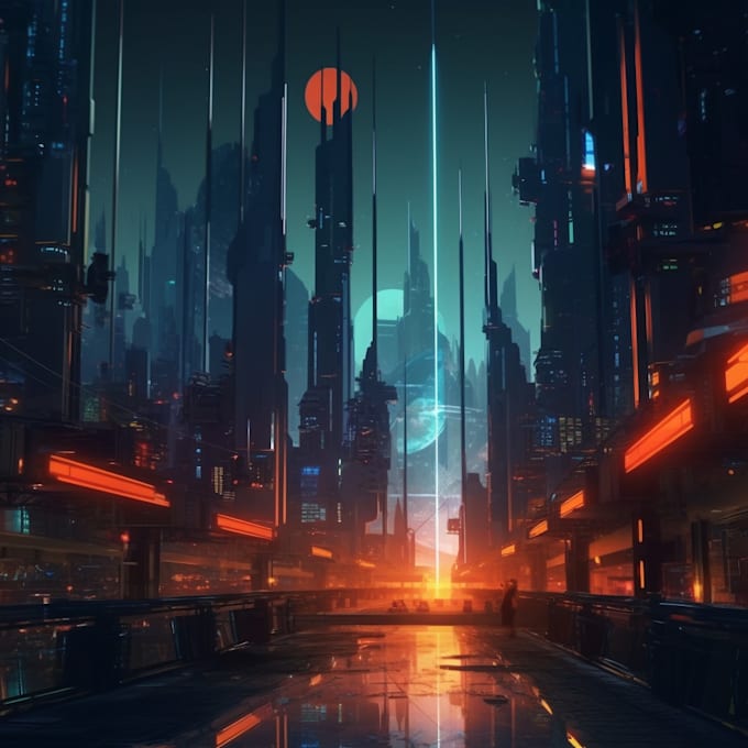 Draw cyberpunk futuristic city landscape or sci fi concept by Lilyapa ...
