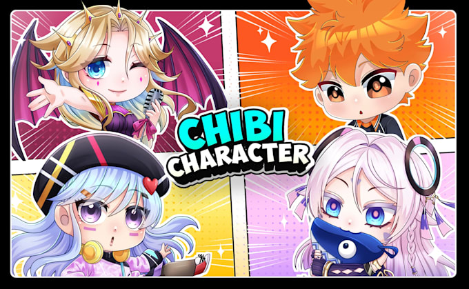 draw cute anime character chibi art style for your oc, pfp, vtuber