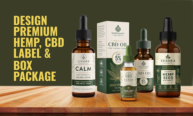 design premium hemp, cbd label and box package design
