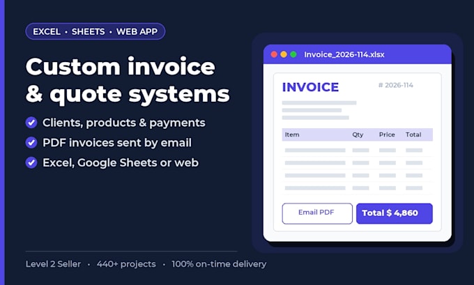 build a custom invoice and quote system in excel, google sheets or web app