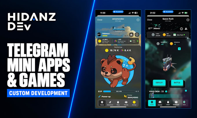 develop custom telegram mini apps and games