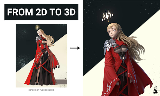 create a stylized 3d character model from your 2d concept art