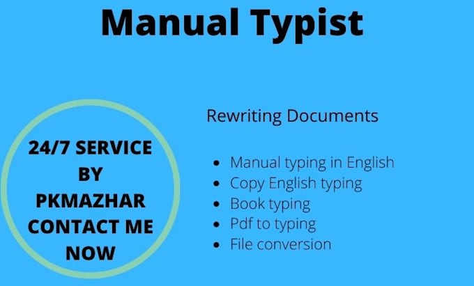 Be your typist for data typing manual typing of ms word ms excel pdf ...
