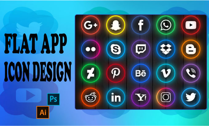 Design flat app icon, web icon and custom icons by Eqradesigns | Fiverr